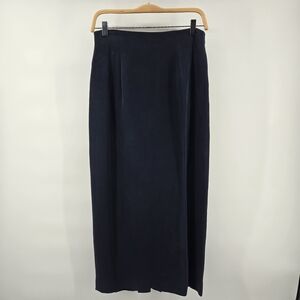 Jones New York Vintage Navy 100% Silk Maxi Skirt Size 10